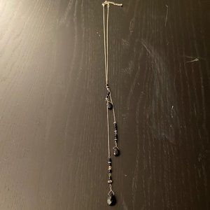 Long Necklace with Black Pendants in Silver